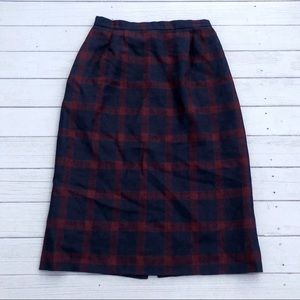 Brooks Brothers Navy and Red Plaid Pencil Skirt